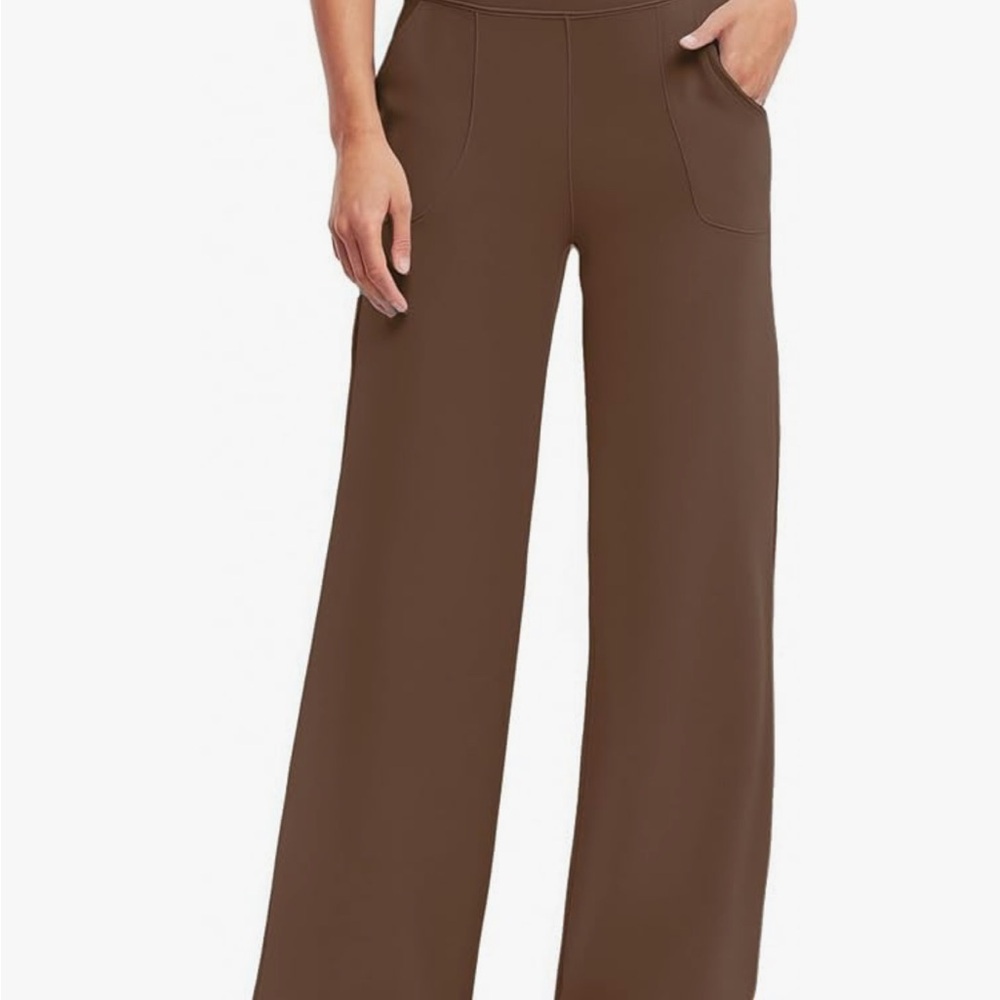 Elegant Brown Wide-Leg Women's  Yoga Pants